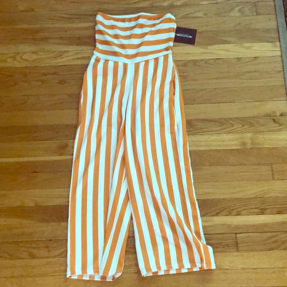 PYT MUSTARD STRIPED JUMPSUIT WITH TAGS
